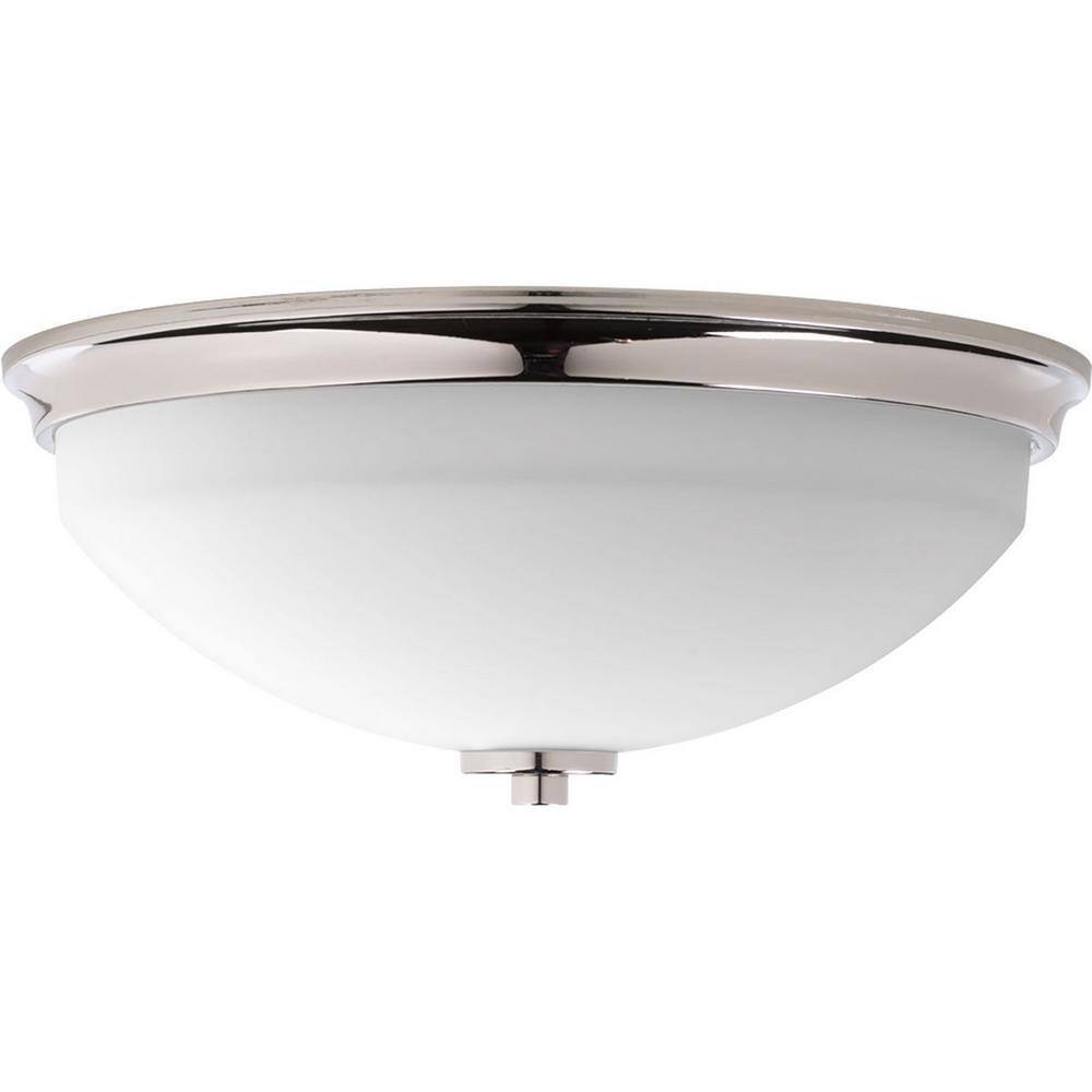 Progress Lighting Replay Polished Nickel Flush Mount w/ Etched White Glass