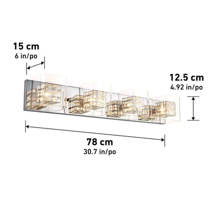 Artika Metropolitan 31 in. 4-Light Chrome Modern Vanity Light Bar Wall Fixture