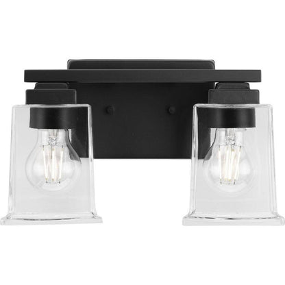 Progress Lighting Gilmour 12.25 in. 2-Light Matte Black Craftsman Vanity Light