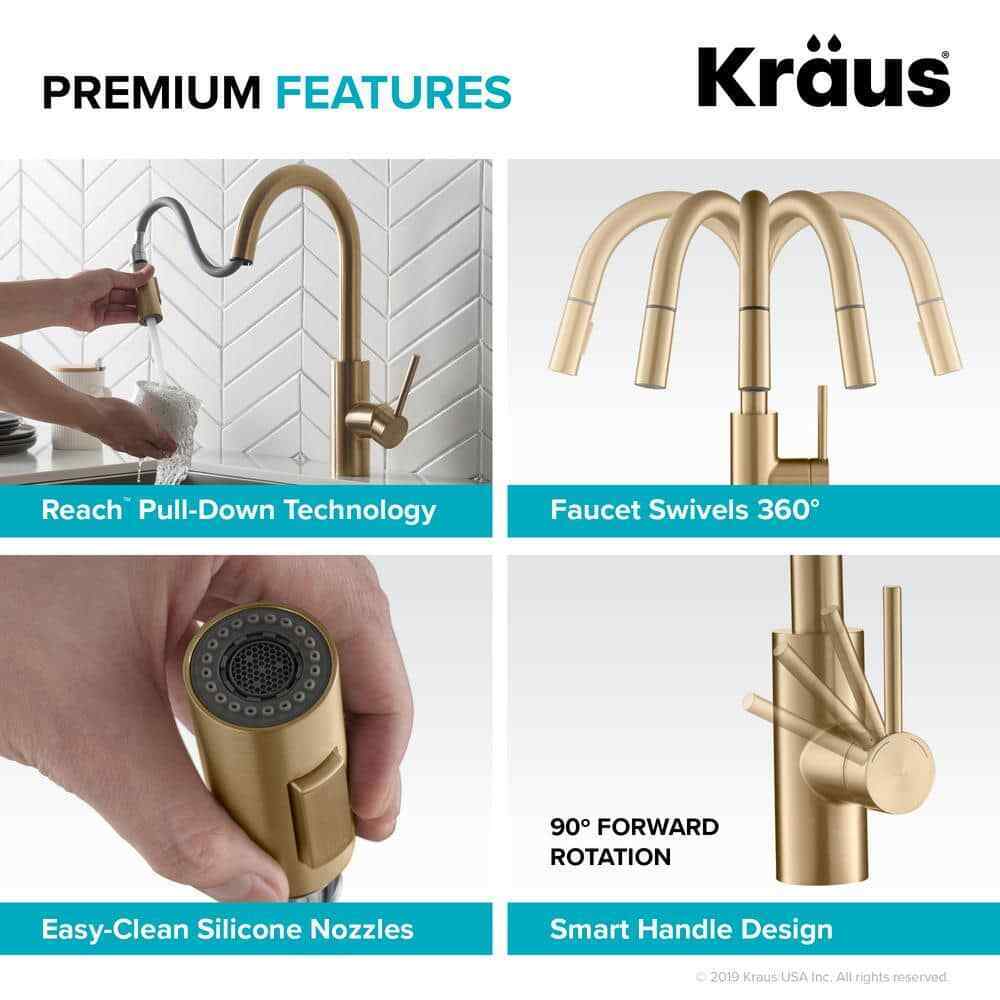 KRAUS Oletto Single-Handle Pull-Down Kitchen Faucet w/ Dual-Function Sprayer