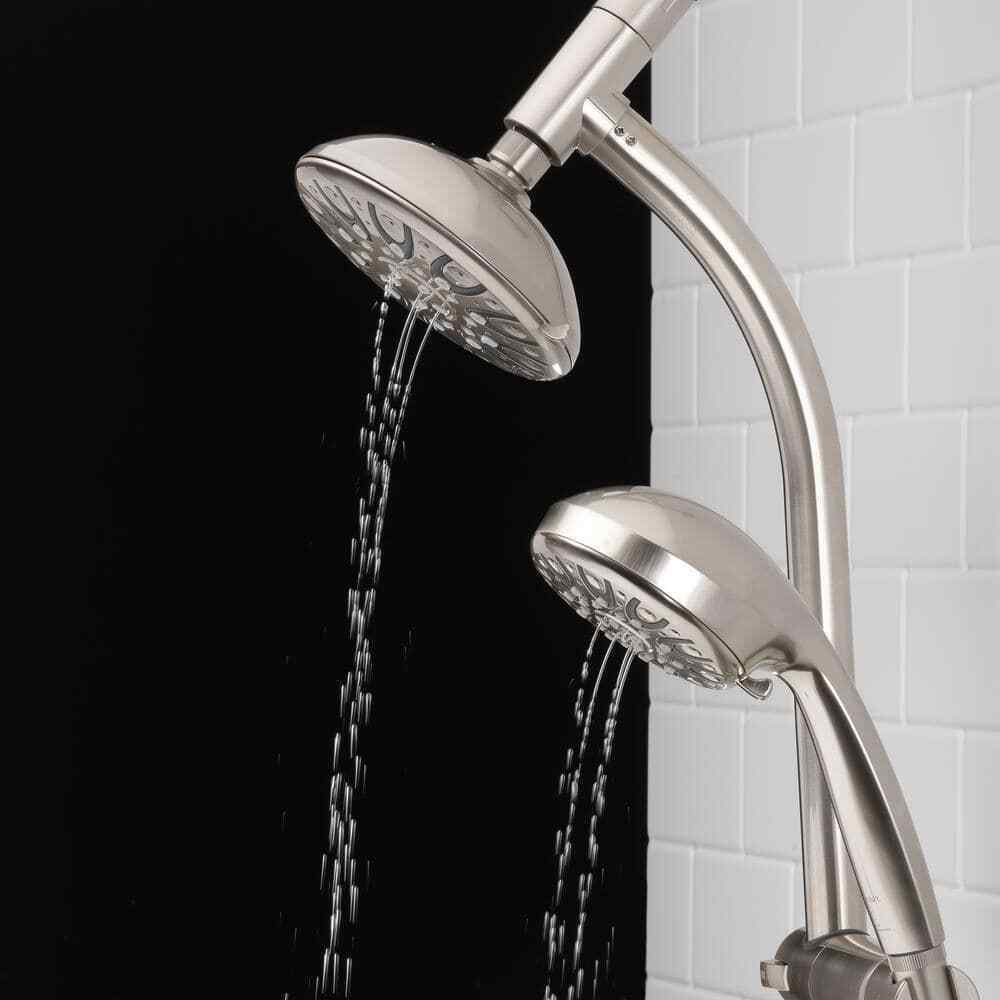 Glacier Bay 6-Spray Wall Bar Rain can Showerhead w/ 6-Spray Hand shower