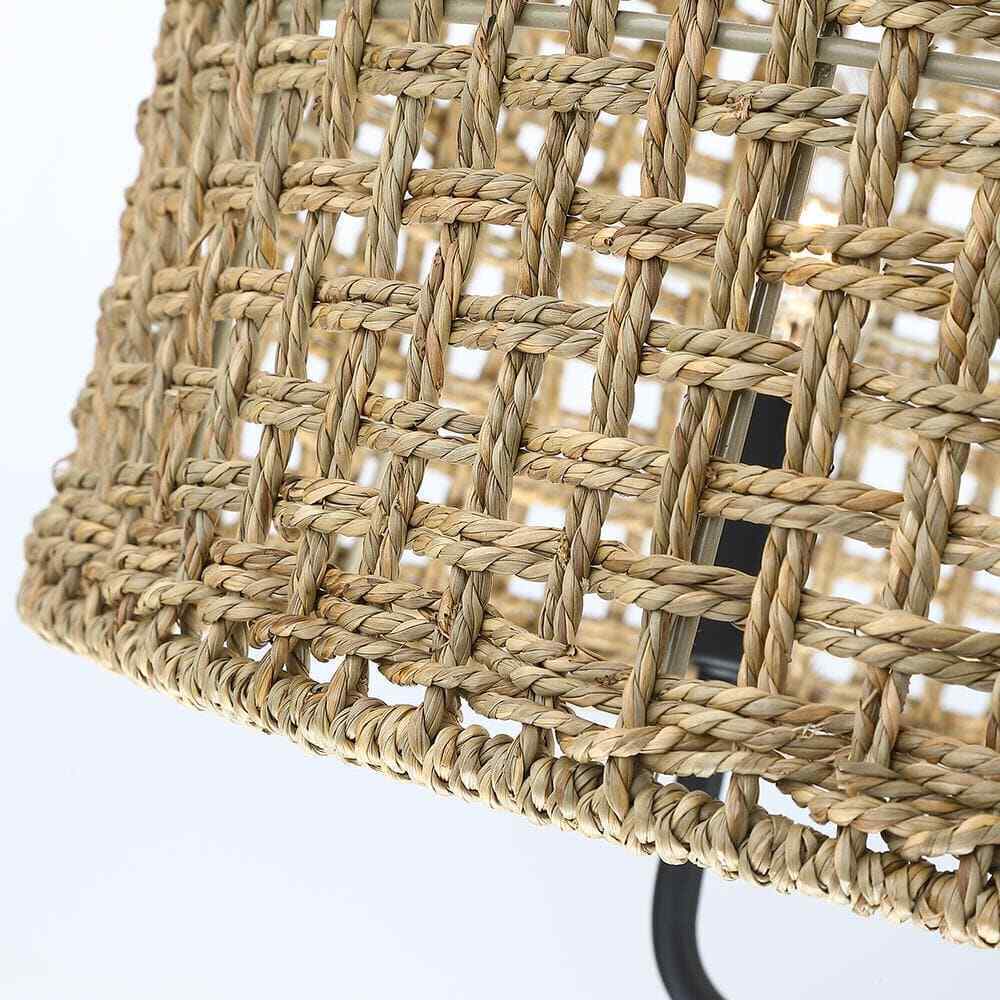 TRUE FINE Cape 20 in. 4-Light Bohemian Drum Chandelier w/ Lime Hand Woven Shade