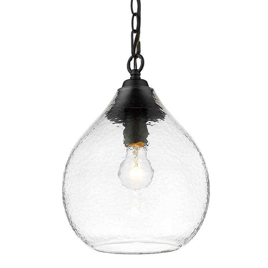 Golden Lighting Ariella 1-Light Matte Black Mini Pendant with Glass Shade