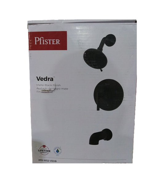 Pfister Vedra 3-Spray Tub and Shower Faucet in Matte Black Valve Included