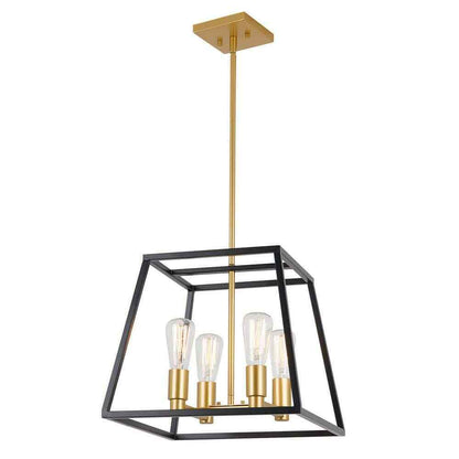 Artika Carter 4-Light Black Gold Modern Industrial Cage Chandelier Light Fixture