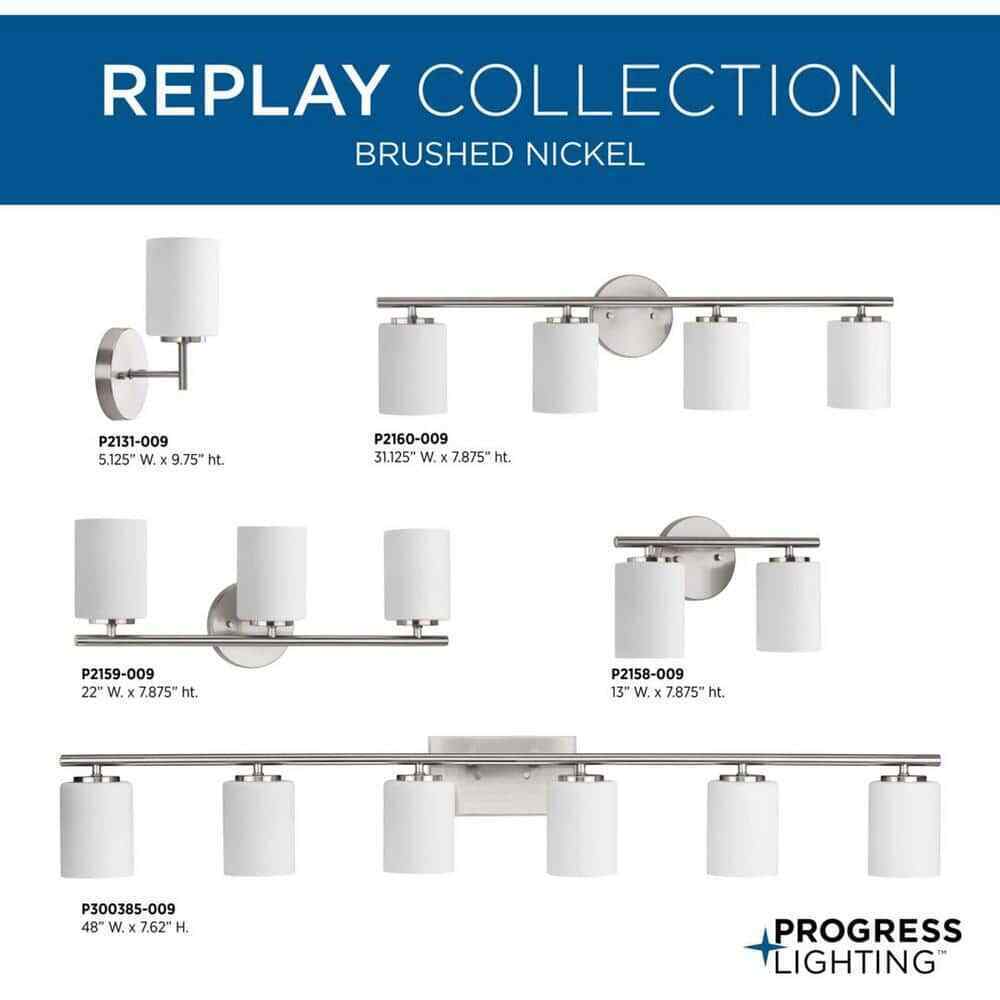 Progress Lighting Replay 5 in. 1-Light Brushed Nickel Bathroom Vanity Wall Light