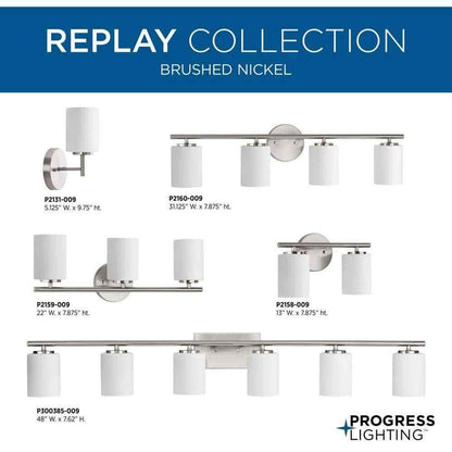 Progress Lighting Replay 5 in. 1-Light Brushed Nickel Bathroom Vanity Wall Light