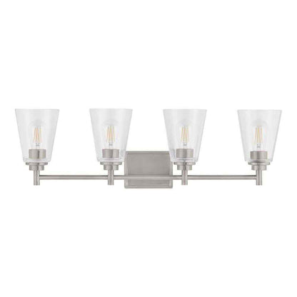 Hampton Bay 31 in. Wakefield 4-Light Brushed Nickel Vanity Light w/ Clear Glass