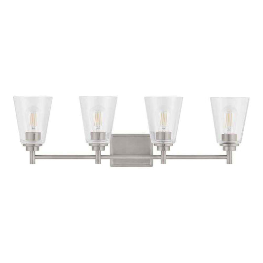 Hampton Bay 31 in. Wakefield 4-Light Brushed Nickel Vanity Light w/ Clear Glass