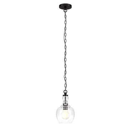 Meyer&Cross Verona 1-Light Blackened Bronze Pendant with Seeded Glass Shade