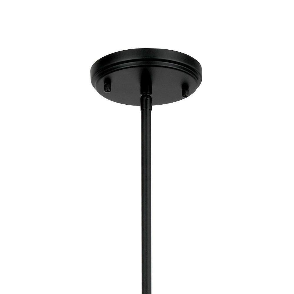 Hampton Bay Florabelle 6 in. Mini-Pendant Matte Black Clear Globe Glass Shade