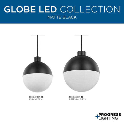 Progress Lighting Globe LED 1 Light Painted Black LED Outdoor Pendant Light