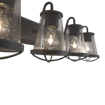 Home Decorators 32 in. Georgina 4-Light Steel Vanity Light w/ Clear Seedy Glass