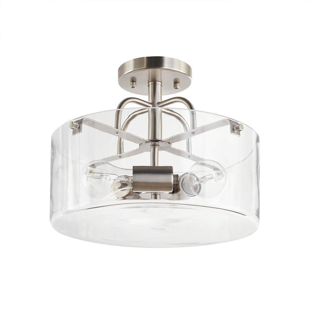 Home Decorators Shirwell 3-Light Brushed Nickel Semi-Flush Mount
