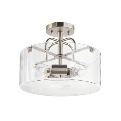 Home Decorators Shirwell 3-Light Brushed Nickel Semi-Flush Mount