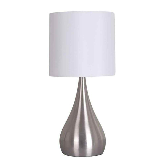 Cresswell 18 in. Silver Teardrop Accent Lamp with White Shade 18664-011