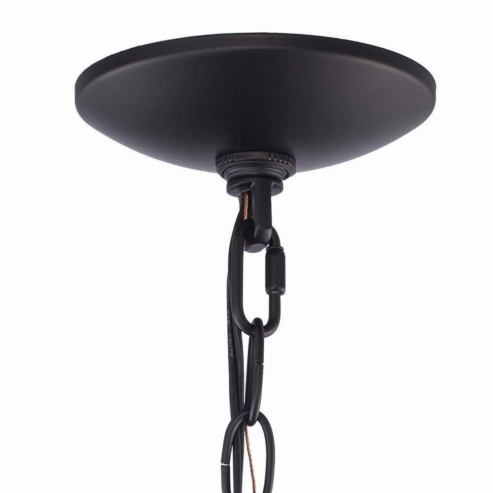 Home Decorators Weyburn Black and Faux Wood Farmhouse Chandelier Light Fixture