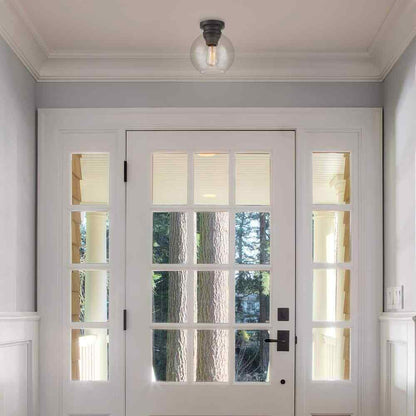 Home Decorators Evelyn 8 in Matte Black Flush Mount Ceiling Light w/ Clear Glass