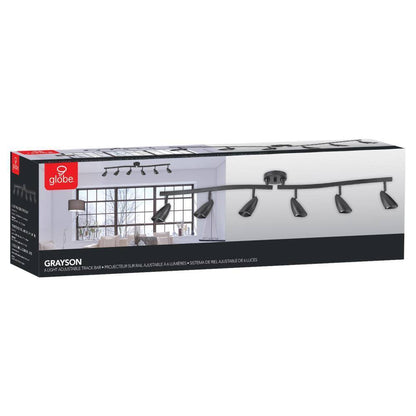 Globe Electric Grayson 4.4 ft. 6-Light Matte Black Halogen Track Lighting Kit