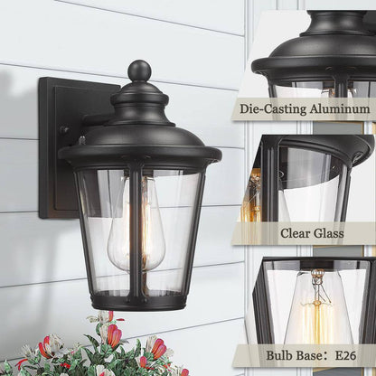 JAZAVA Black Aluminum Outdoor Hardwired Outdoor Lighting Fixture Wall Sconce