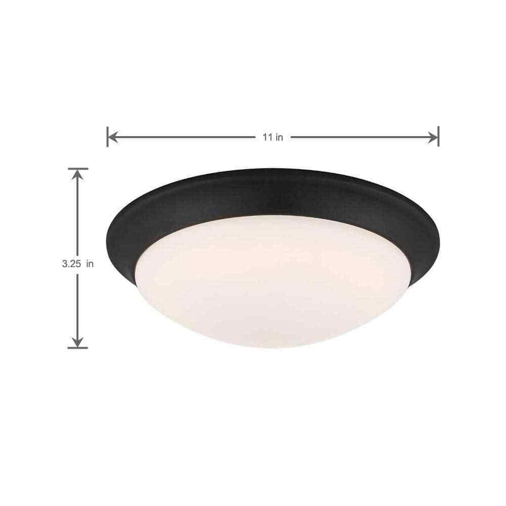 Hampton Bay Stetson 11 in. Satin Bronze 5CCT Integrated LED Flush Mount