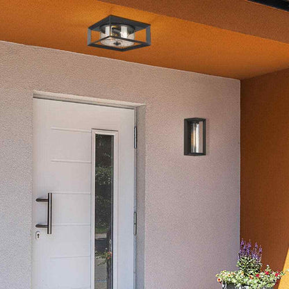 Golden Lighting Smyth 2-Light Black Outdoor Flush Mount 2073-OFM NB-SD