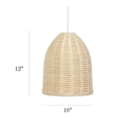 Elegant Designs 12 in. 1-Light Natural Elongated Coastal Dome Downlight Pendant