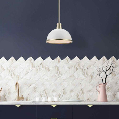 Globe Electric Beckett 1-Light Matte White Pendant Light with Metal Shade