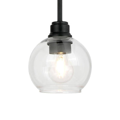 Hampton Bay Florabelle 6 in. Mini-Pendant Matte Black Clear Globe Glass Shade