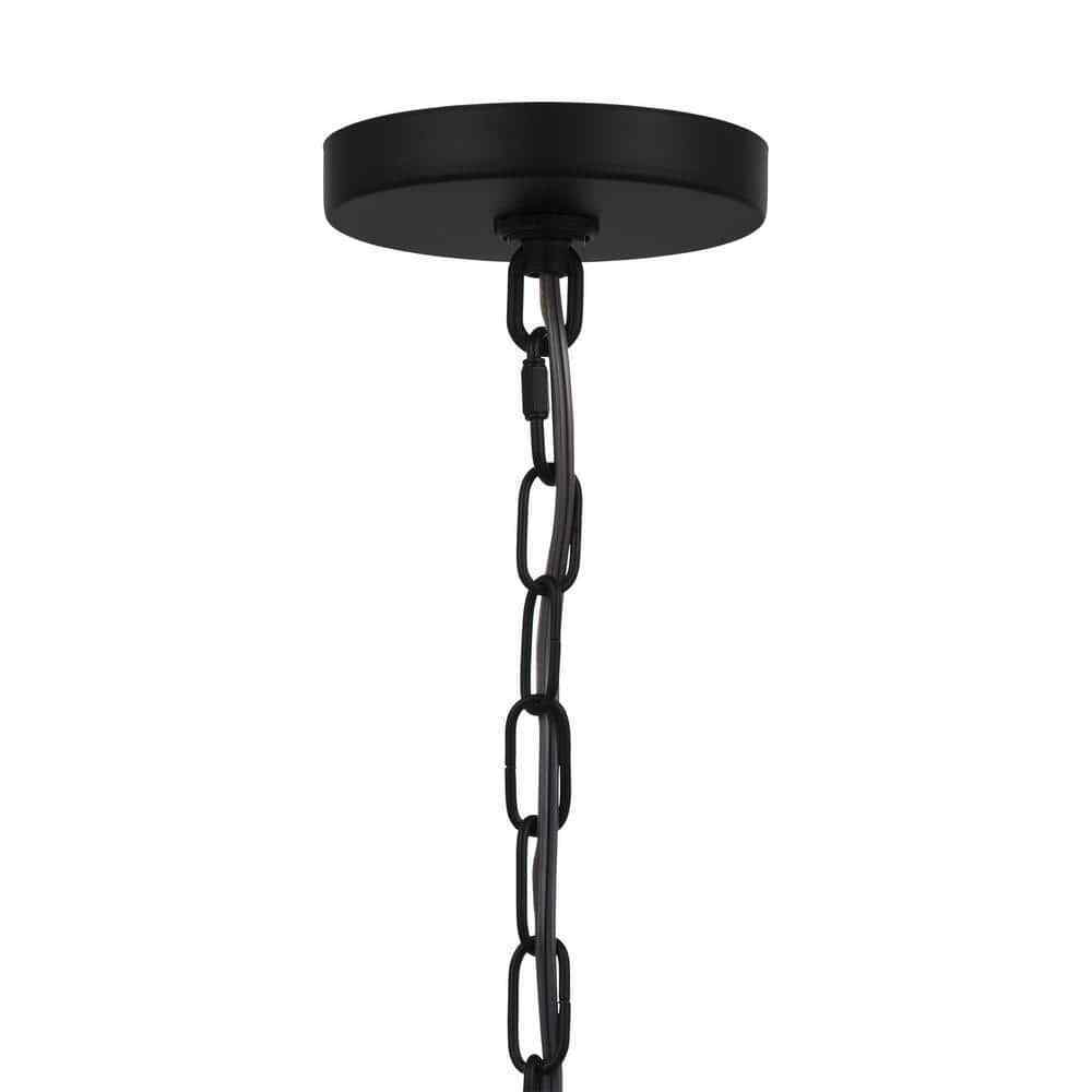 Hampton Bay Knightley 4-Light Caged Matte Black Pendant Island Hanging Light