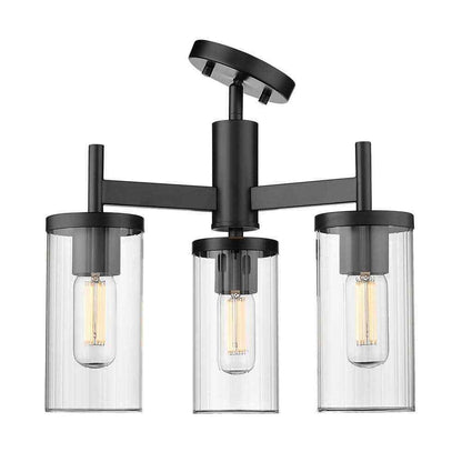 Golden Lighting Winslett 16.5 in. 3-Light Matte Black Semi-Flush Mount