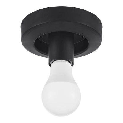 Hampton Bay Walsh 8 in. 1-Light Black Flush Mount with Prismatic Glass Shade