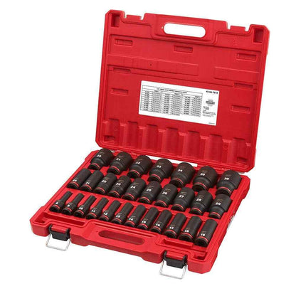 Milwaukee SHOCKWAVE 1/2 in. Drive Metric 6 Point Impact Socket Set 29-Piece
