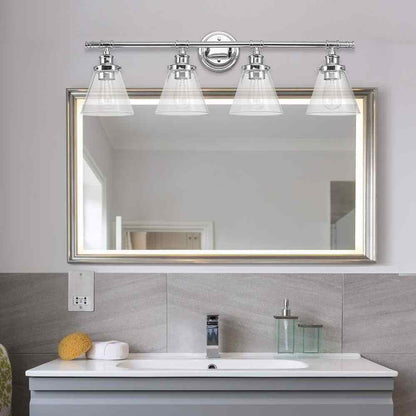 Globe Electric Parker 4-Light Chrome Vanity Light with Clear Glass Shades 51446