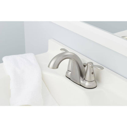 Glacier Bay Gable 4 in. Centerset 2-Handle Bathroom Faucet in Brushed Nickel