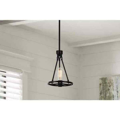 Hampton Bay Stratton 1-Light Black Mini Pendant with No Shade HDP00006