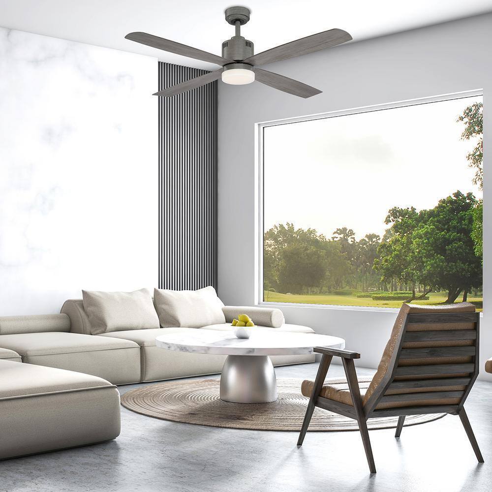 Home Decorators Kitteridge 52 in. LED Indoor Greywood Ceiling Fan w/ Light Kit