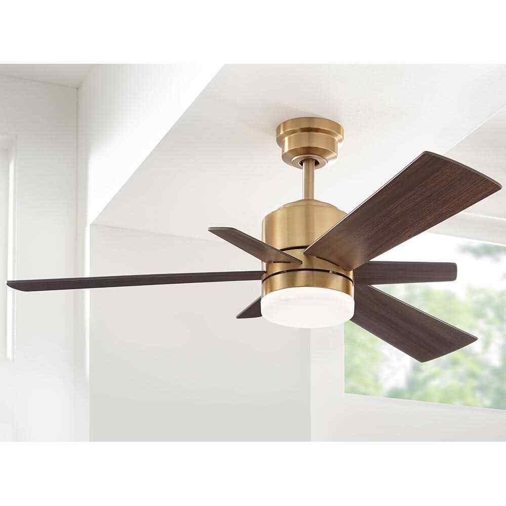Home Decorators Hexton 52 in. Indoor LED Brushed Gold Ceiling Fan