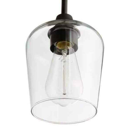 Hampton Bay Pavlen 5.5 in. 1-Light Bronze Mini Pendant with Clear Glass Shade