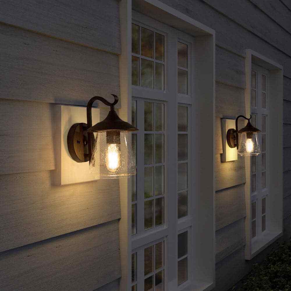 LNC Modern Frosted Black Porch Outdoor Wall Sconce 1-Light Exterior Lantern