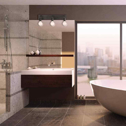 Hampton Bay Northvale 24 in 3-Light Matte Black Industrial Bathroom Vanity Light
