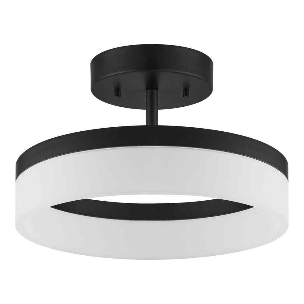 Home Decorators Collection Kipling 13.78 in. Black LED Semi Flush Mount
