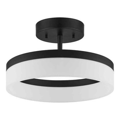 Home Decorators Collection Kipling 13.78 in. Black LED Semi Flush Mount