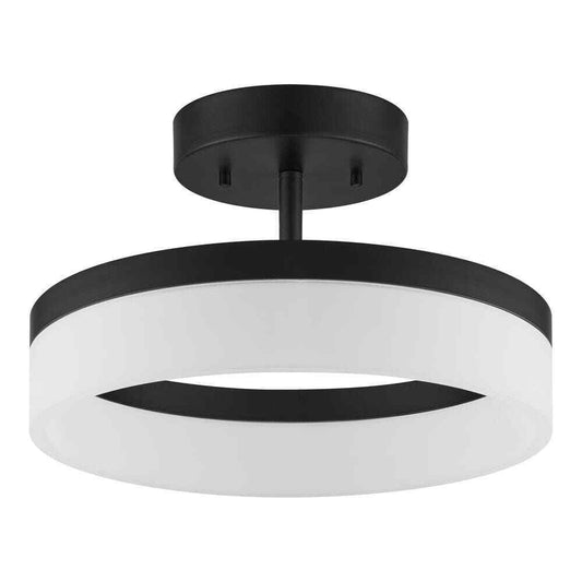 Home Decorators Collection Kipling 13.78 in. Black LED Semi Flush Mount