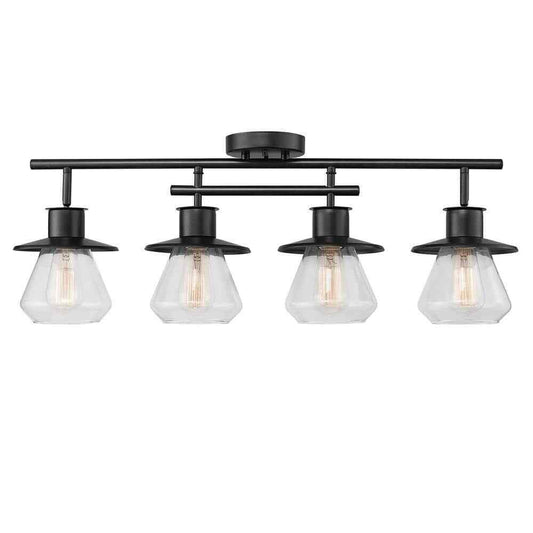 Globe Electric Nate 2 ft. 4-Light Dark Bronze Track Lighting Kit w/ Glass Shades