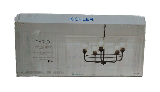 KICHLER Carlo 23 in. 5-Light Black Transitional Shaded Circle Chandelier
