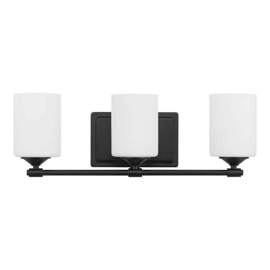 Hampton Bay Darlington Matte Black Vanity Light w/ Frosted Opal Glass Shades