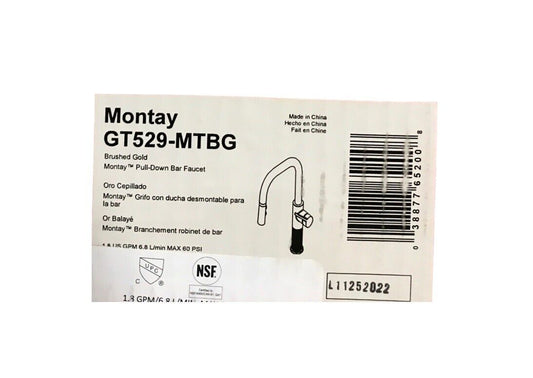 Pfister Montay Single-Handle Pull Down Sprayer Kitchen Faucet in Brushed Gold