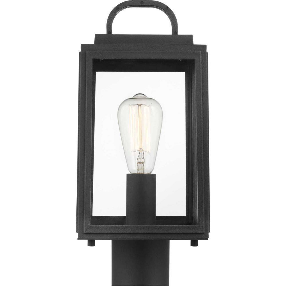 Progress Lighting Grandbury Textured Black Clear Glass Outdoor Post Light