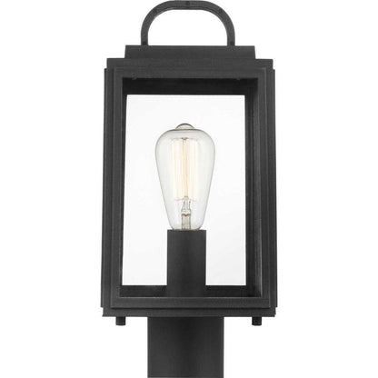 Progress Lighting Grandbury Textured Black Clear Glass Outdoor Post Light